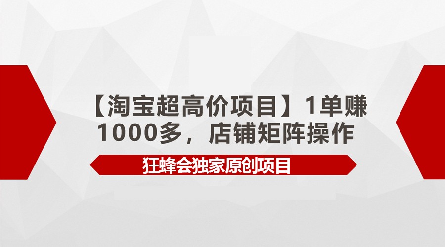 【淘宝超高价项目】1单赚1000多，店铺矩阵操作插图