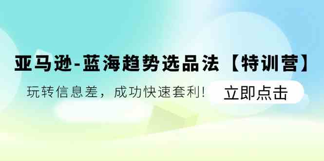 亚马逊蓝海趋势选品法【特训营】：玩转信息差，成功快速套利插图